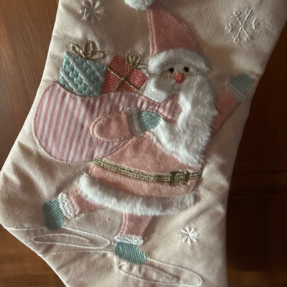 Christmas Stocking MON AMI Pink Santa Claus 2025 in-hand collectible holiday